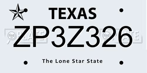 ZP3Z326 Texas License Plate