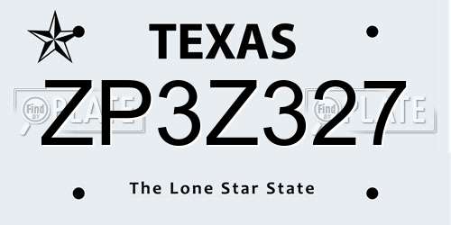 ZP3Z327 Texas License Plate