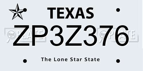 ZP3Z376 Texas License Plate