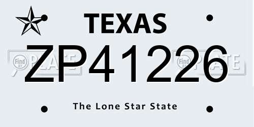 ZP41226 Texas License Plate