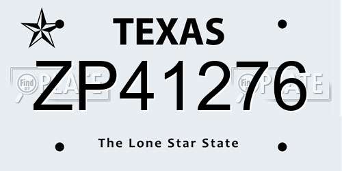 ZP41276 Texas License Plate