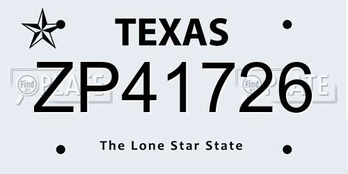 ZP41726 Texas License Plate