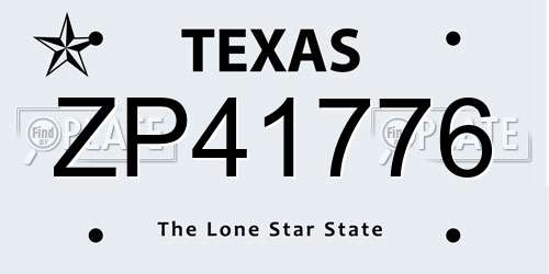 ZP41776 Texas License Plate