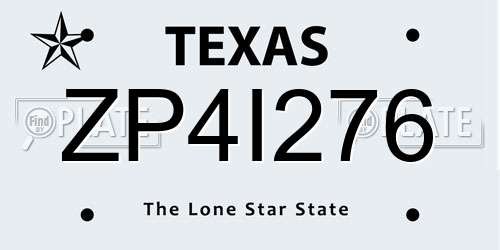 ZP4I276 Texas License Plate