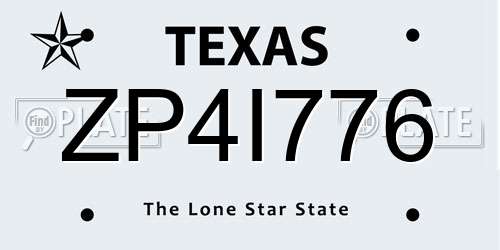 ZP4I776 Texas License Plate
