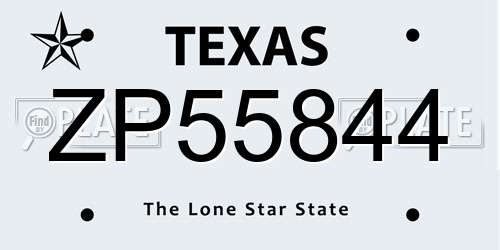 ZP55844 Texas License Plate