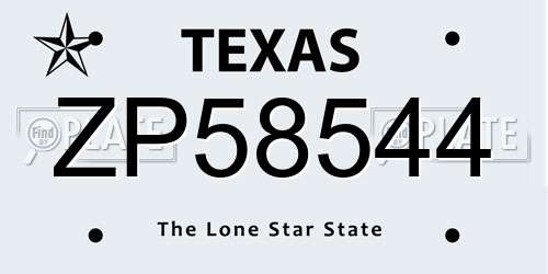 ZP58544 Texas License Plate