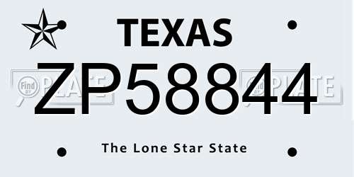 ZP58844 Texas License Plate