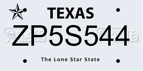 ZP5S544 Texas License Plate