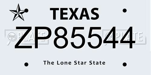 ZP85544 Texas License Plate