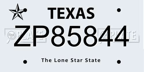 ZP85844 Texas License Plate