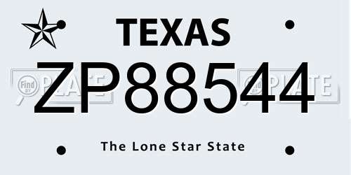 ZP88544 Texas License Plate
