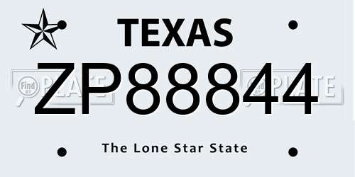 ZP88844 Texas License Plate
