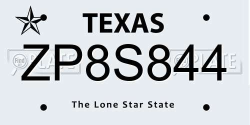 ZP8S844 Texas License Plate