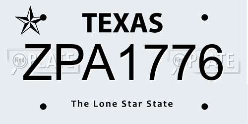 ZPA1776 Texas License Plate