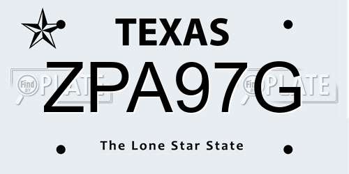 ZPA97G Texas License Plate