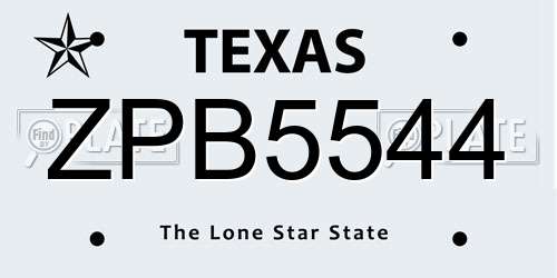 ZPB5544 Texas License Plate