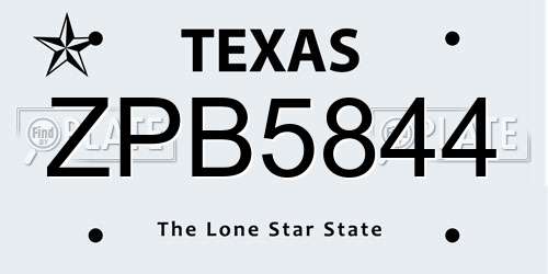 ZPB5844 Texas License Plate