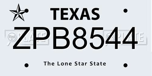 ZPB8544 Texas License Plate
