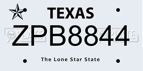 ZPB8844 Texas License Plate
