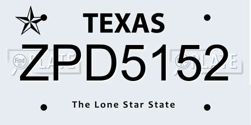 ZPD5152 Texas License Plate