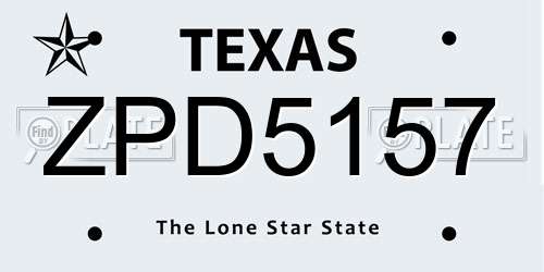 ZPD5157 Texas License Plate