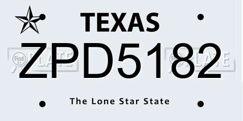 ZPD5182 Texas License Plate