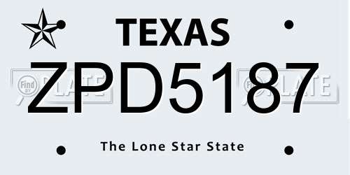 ZPD5187 Texas License Plate