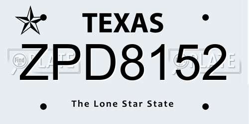 ZPD8152 Texas License Plate