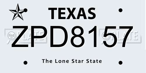 ZPD8157 Texas License Plate