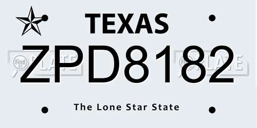 ZPD8182 Texas License Plate