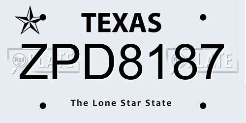 ZPD8187 Texas License Plate