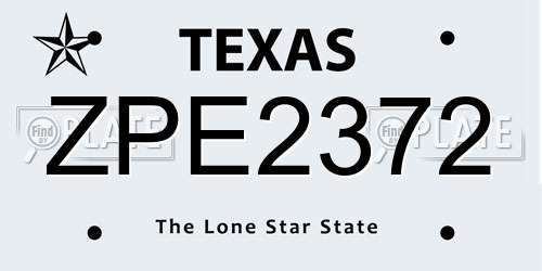 ZPE2372 Texas License Plate