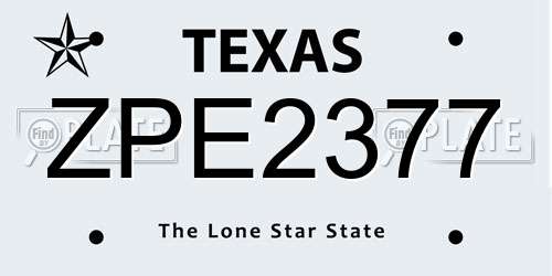 ZPE2377 Texas License Plate