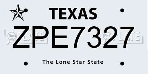 ZPE7327 Texas License Plate