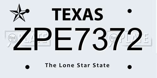 ZPE7372 Texas License Plate