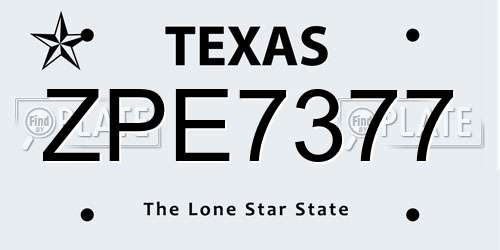 ZPE7377 Texas License Plate