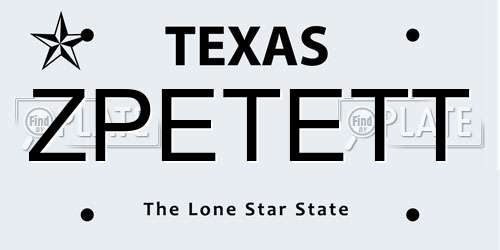 ZPETETT Texas License Plate