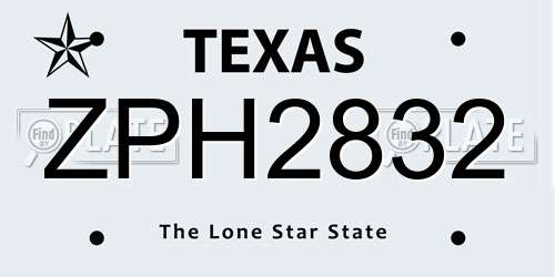 ZPH2832 Texas License Plate
