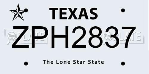 ZPH2837 Texas License Plate