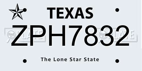 ZPH7832 Texas License Plate