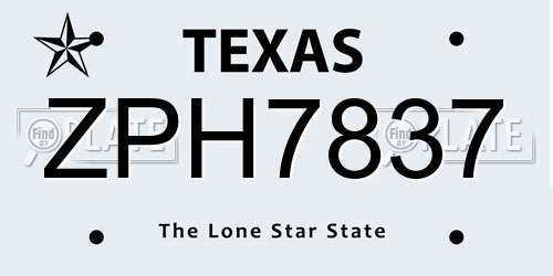 ZPH7837 Texas License Plate