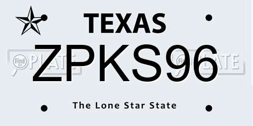 ZPKS96 Texas License Plate