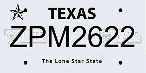 ZPM2622 Texas License Plate