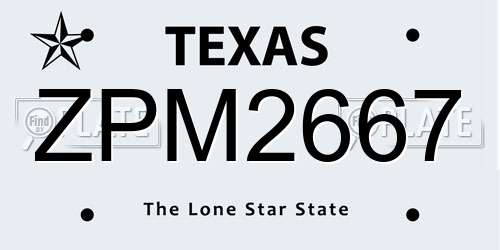 ZPM2667 Texas License Plate