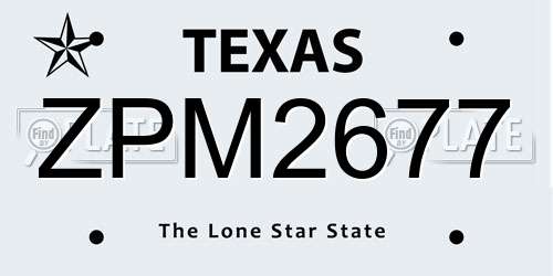 ZPM2677 Texas License Plate