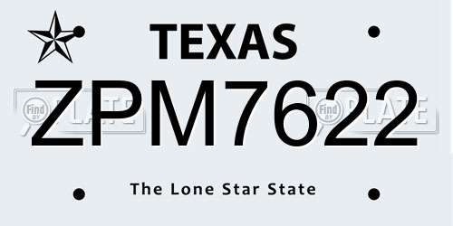 ZPM7622 Texas License Plate