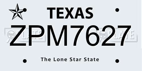 ZPM7627 Texas License Plate