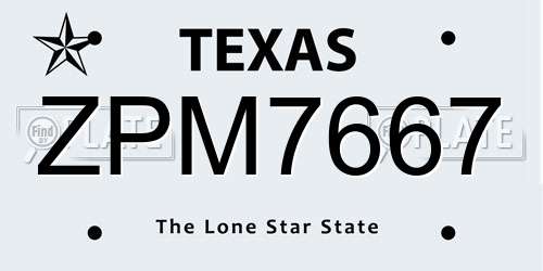 ZPM7667 Texas License Plate