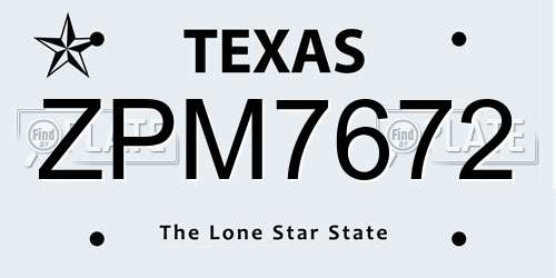 ZPM7672 Texas License Plate
